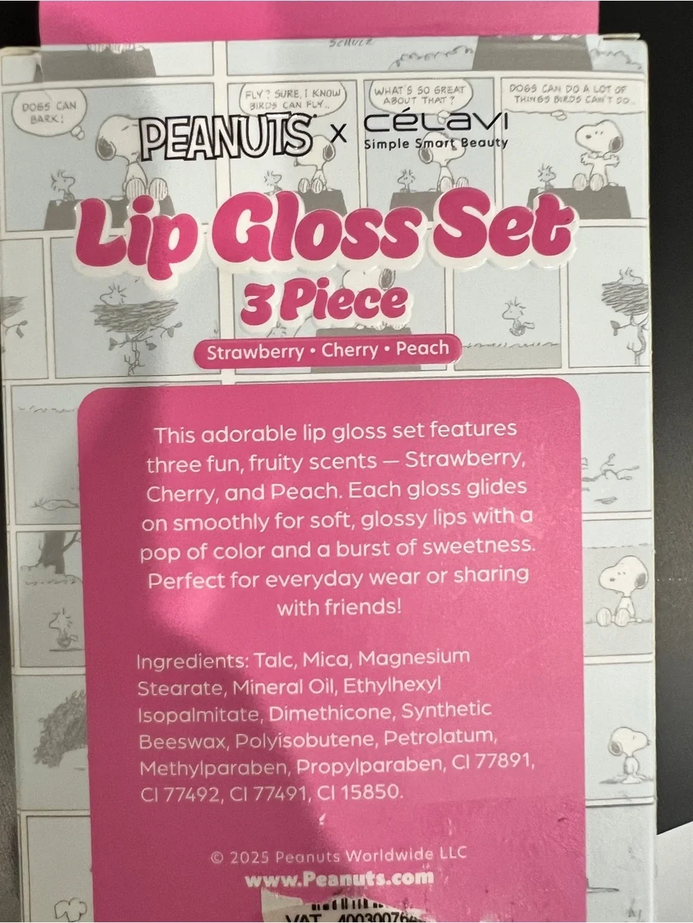 Peanuts Pink Lip Gloss, beauty blender& Satin Bonnet Set